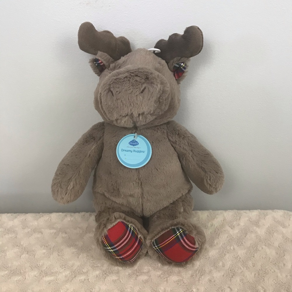Cloud B Dreamy Hugginz Moose Plush Stuffed Animal Toy Brown Red Plaid New